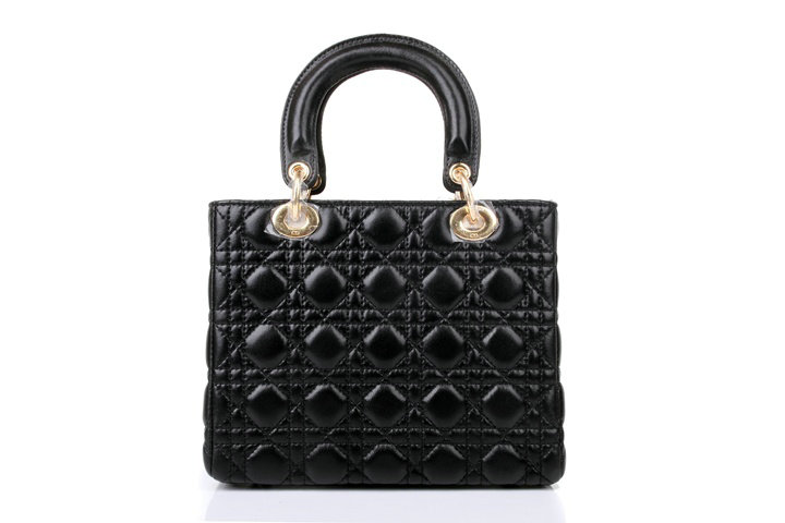 lady dior lambskin leather bag 6322 black with gold hardware